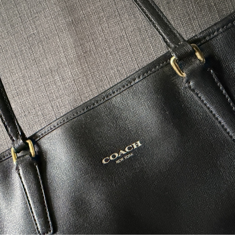 Coach Black Leather Tote Bag